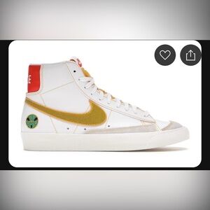 Nike White Sneakers with Green and Red Accents